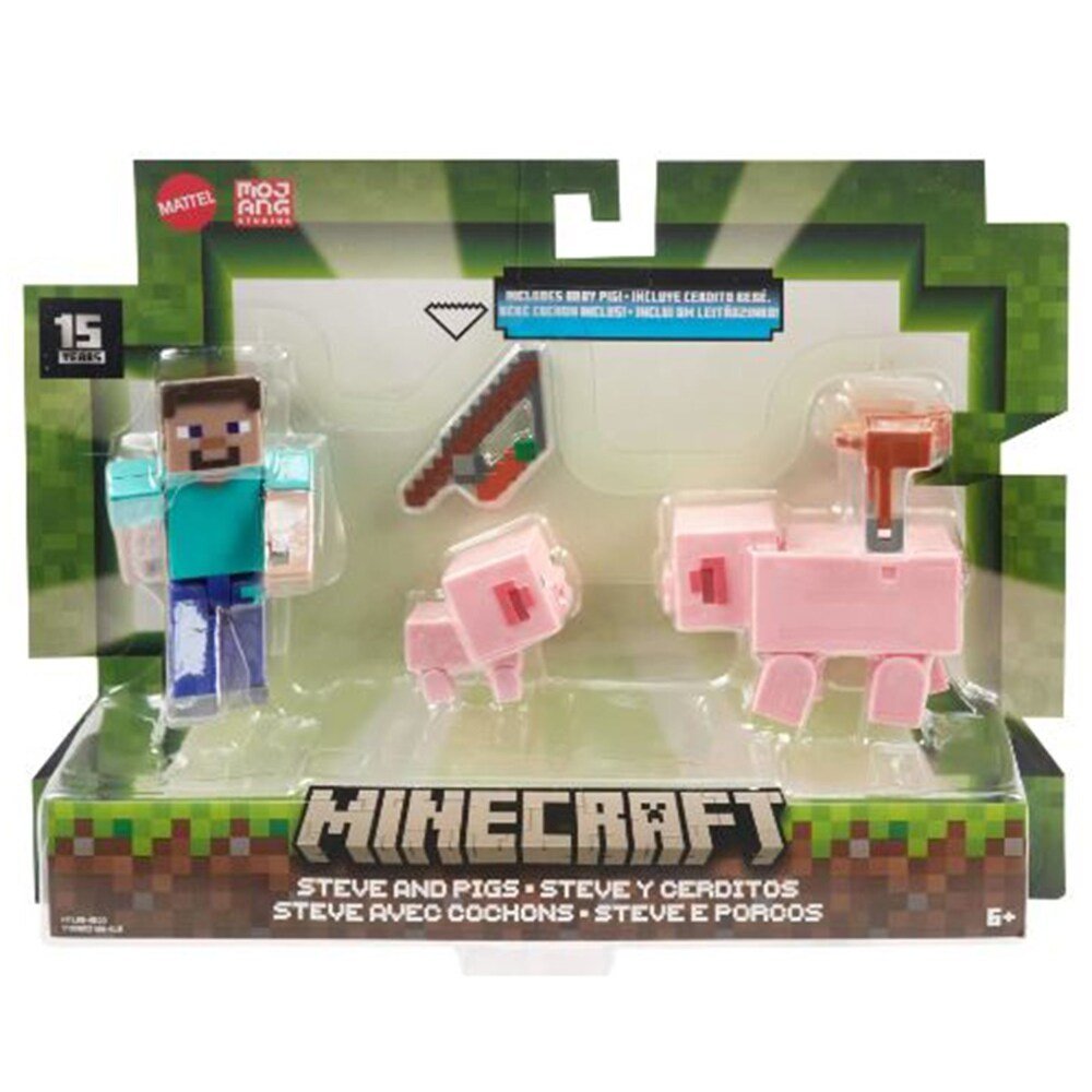 Minecraft Steve avec cochons