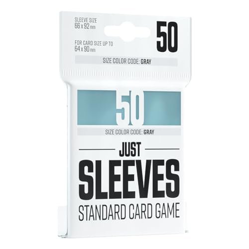 Just Sleeves | 50 protège-Cartes | Transparent | Aspect Brillant | Format Standard 66x92mm |Color Code : Gray | Jeu de société | Accessoire
